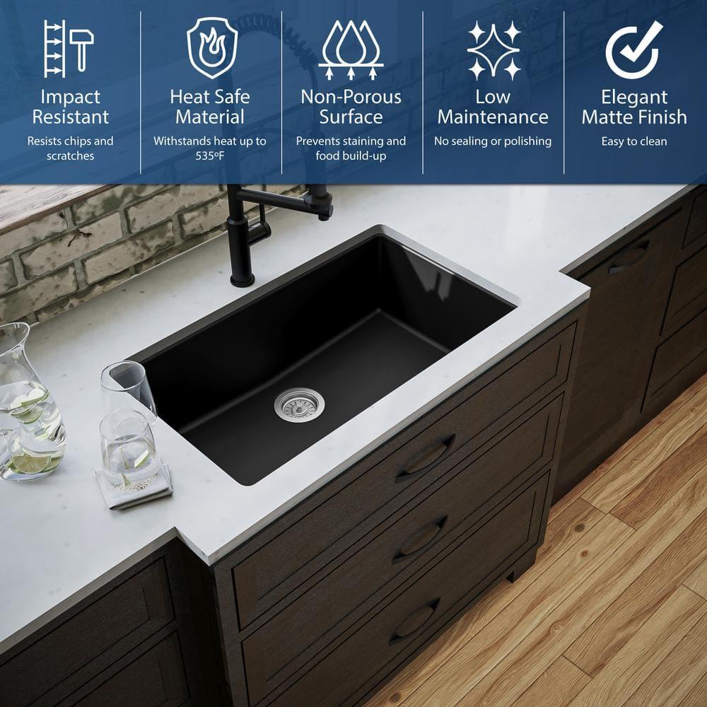 Karran Quartz 32-1/4'' X 19-1/4'' Large Single Bowl Undermount Kitchen Sink