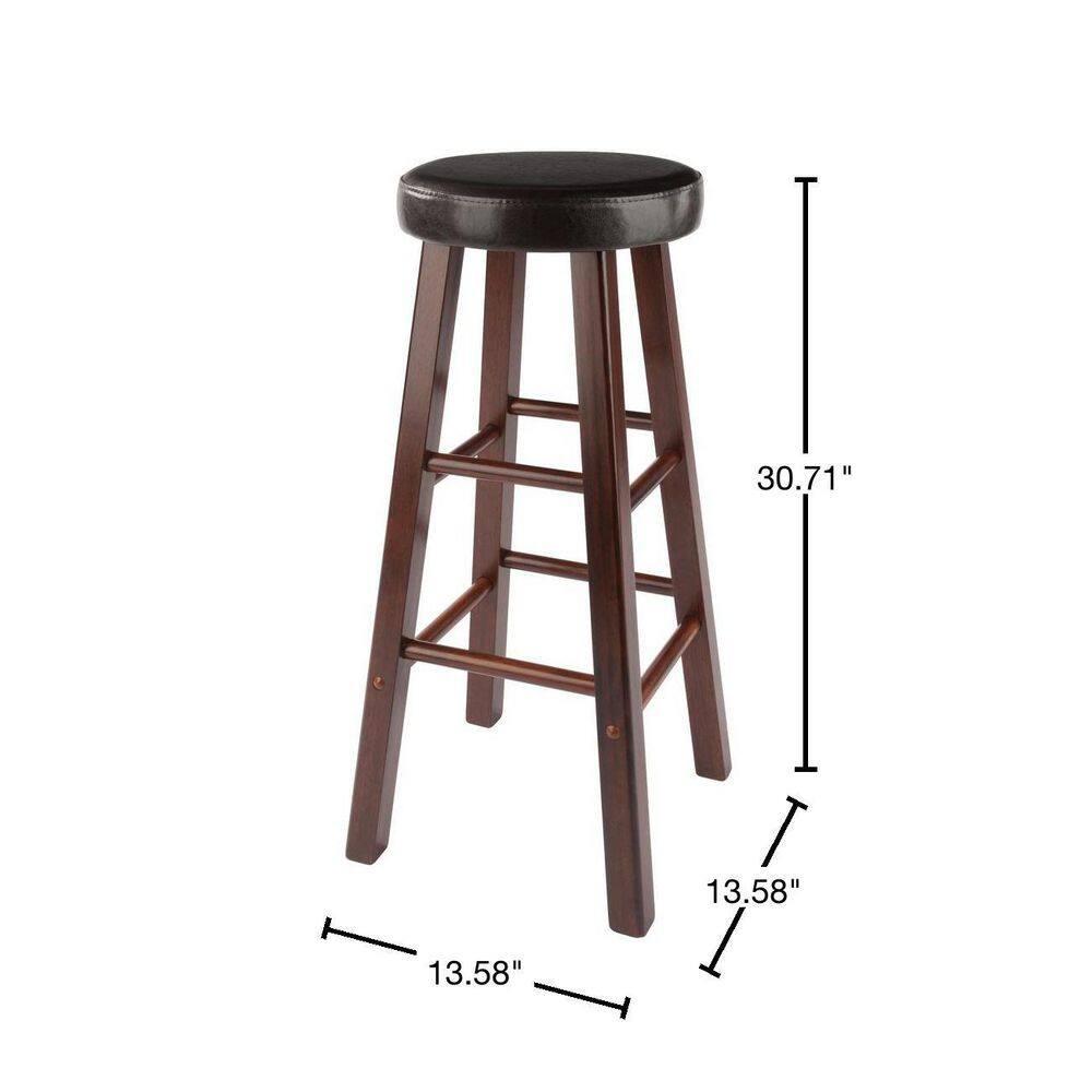 29" 2pc Maria Cushioned Barstools Walnut/Espresso - Winsome: Solid Wood, Faux Leather, Home Bar Seating
