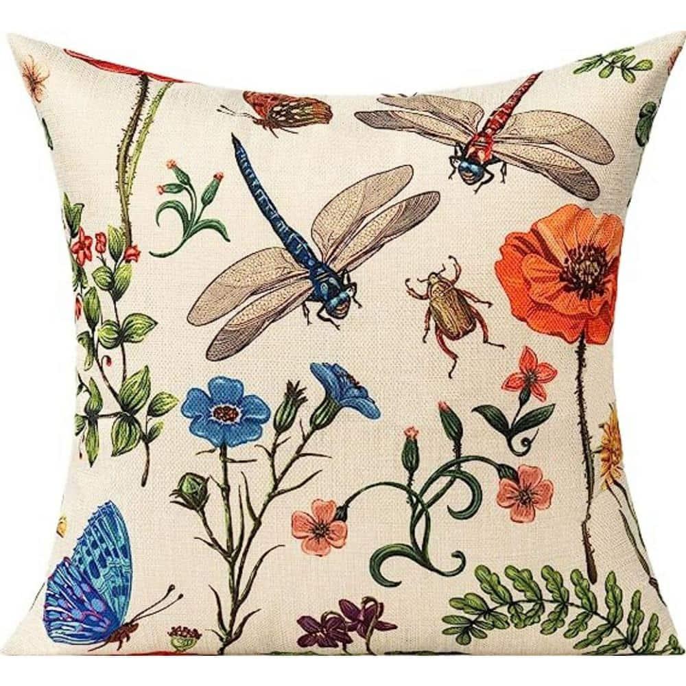 All Smiles Outdoor Patio Throw Pillow Covers 20x20 Set of 4 Spring Summer Garden Flowers Farmhouse Décor Outside Furniture Bench Chair Decorative Cushion Cases for Swing Deep Seat Bed Couch Sofa