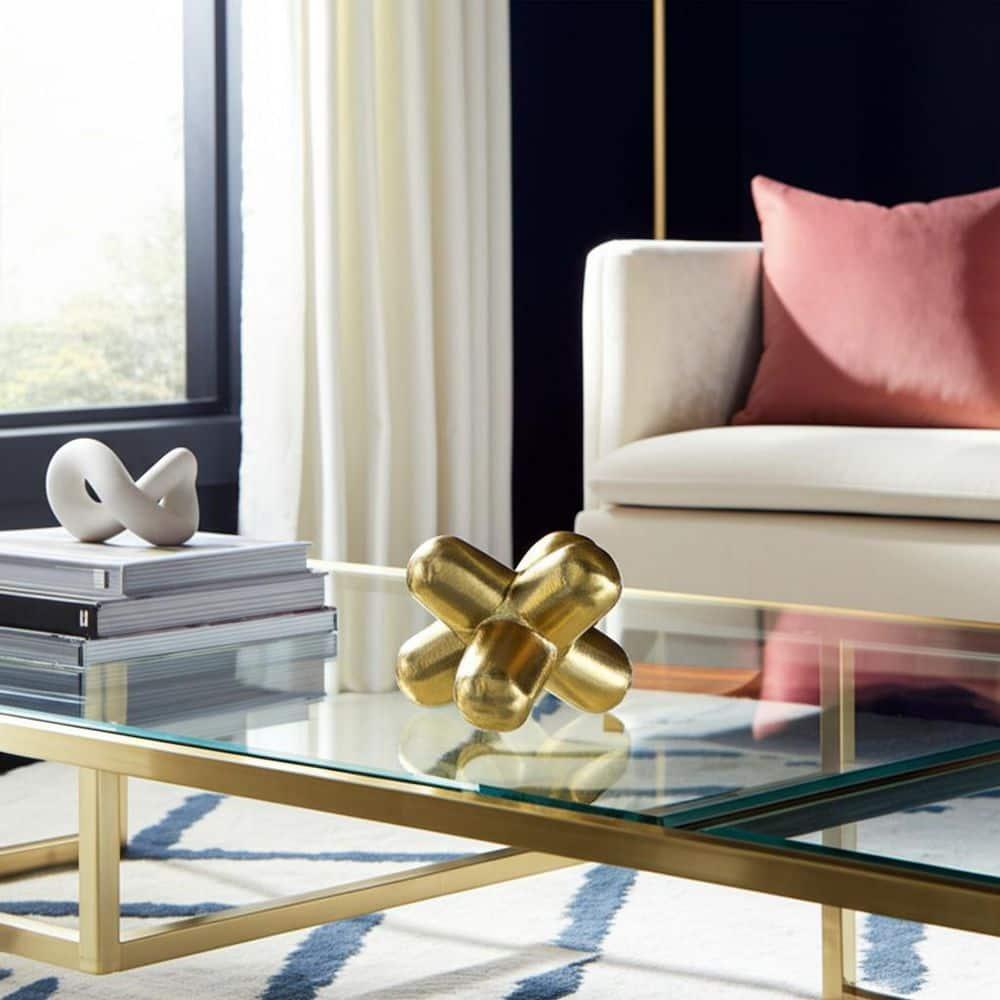 Sagebrook Home 8" Metal Geometric Orb in Gold - Aluminum Abstract Home Decor Ornament For Table, Shelf, Mantle Decor - Creative Gift Idea