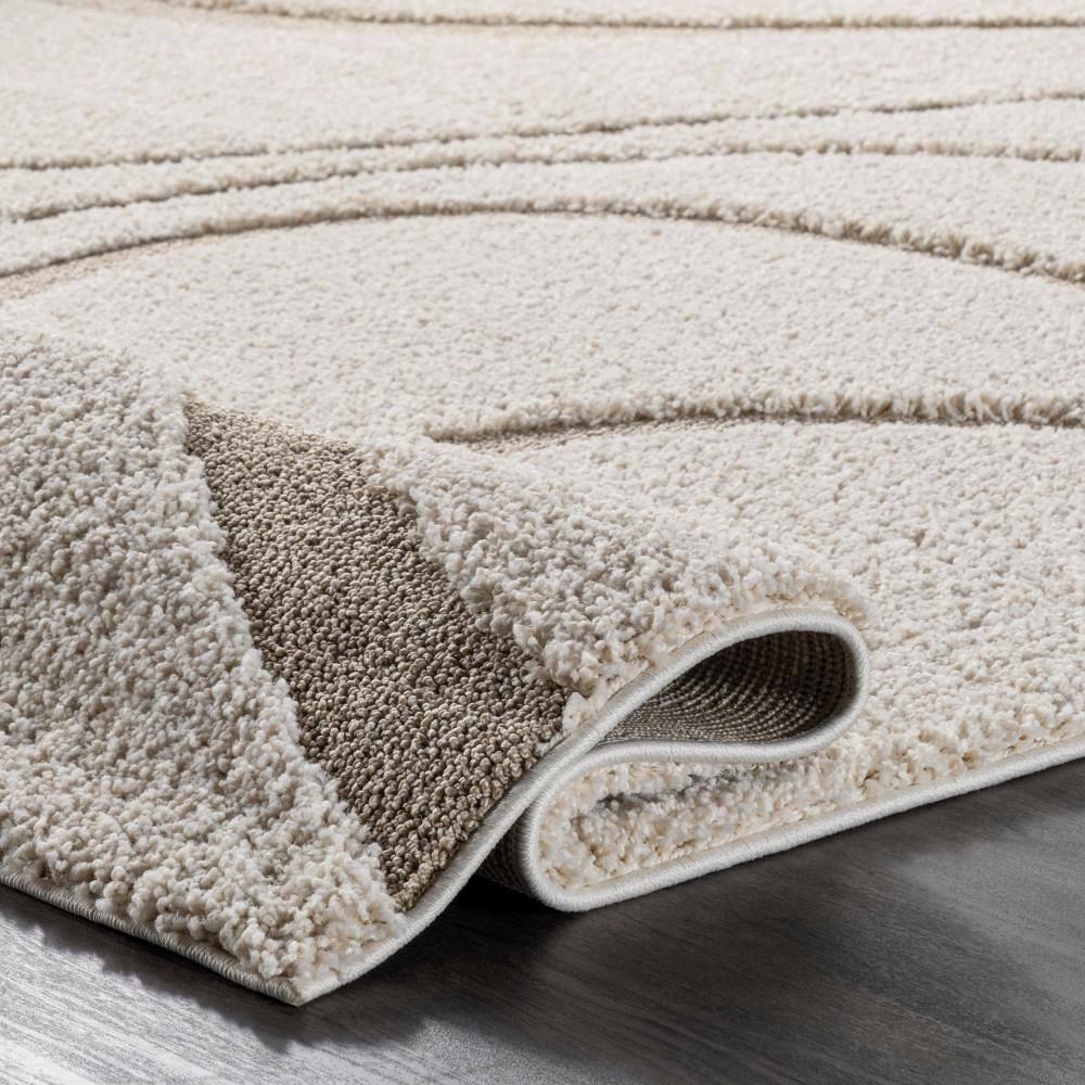 nuLOOM Krista Contemporary Swirls Shag Area Rug Beige/Brown 6' 7" x 9' Indoor