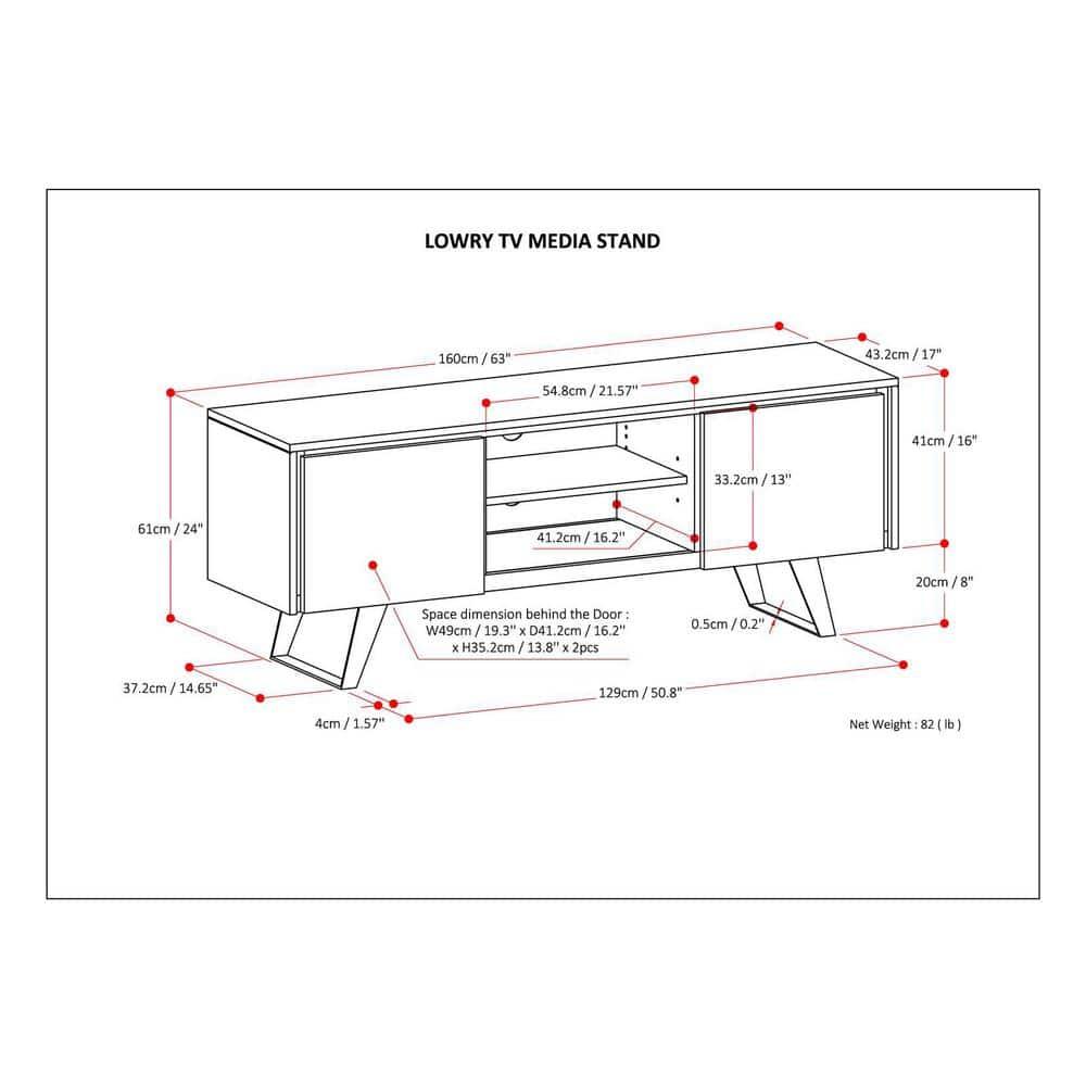 Simpli Home Lowry 63 inch Wide Modern Industrial TV Media Stand in Oak For TVs up to 70 inches