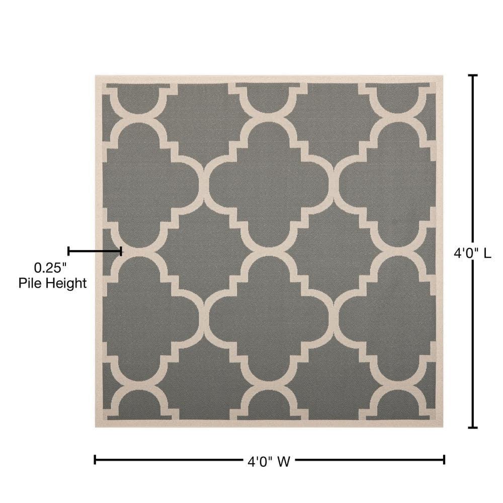 Courtyard CY6243 Power Loomed Indoor and Outdoor Area Rug - Grey/Beige - 4'x4' - Safavieh