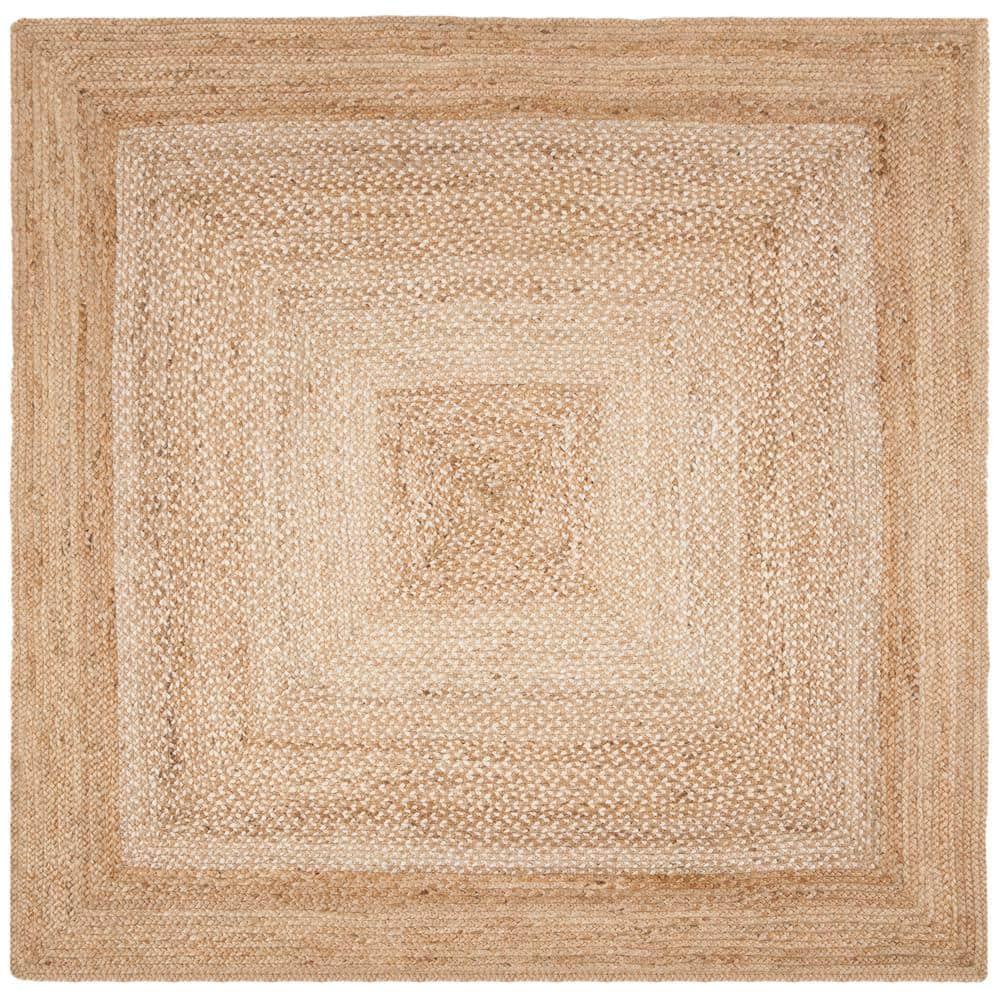 SAFAVIEH Natural Fiber Leo Geometric Area Rug, Natural/Ivory, 4' x 4' Square