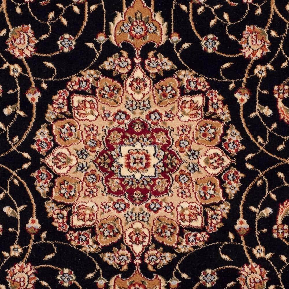 Lyndhurst LNH329 Power Loomed Area Rug - Black/Ivory - 4' Round - Safavieh