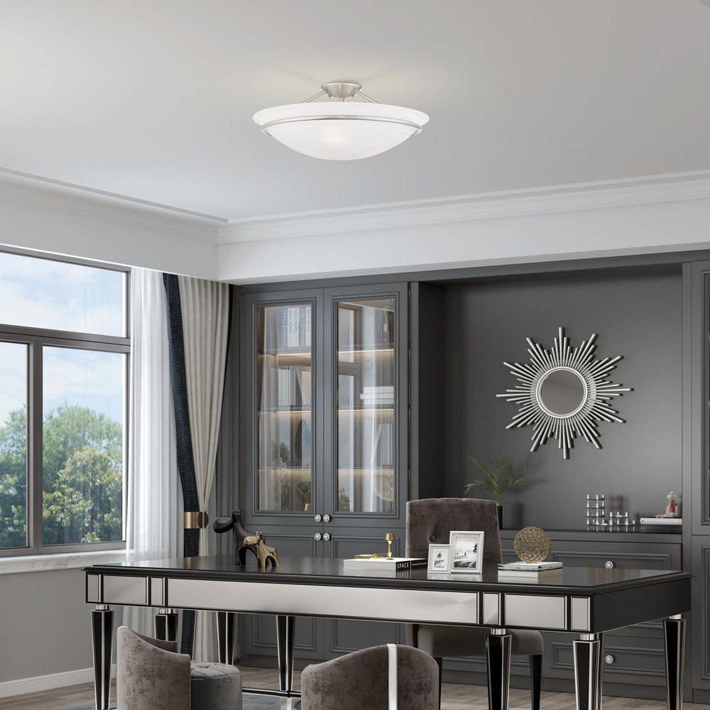 Livex Lighting Newburgh 3 - Light Semi-Flush Mount in  Brushed Nickel