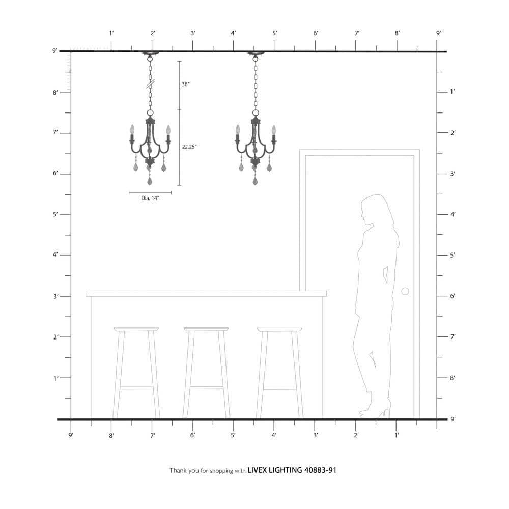 Livex Lighting Glendale 3 - Light Chandelier in  Brushed Nickel