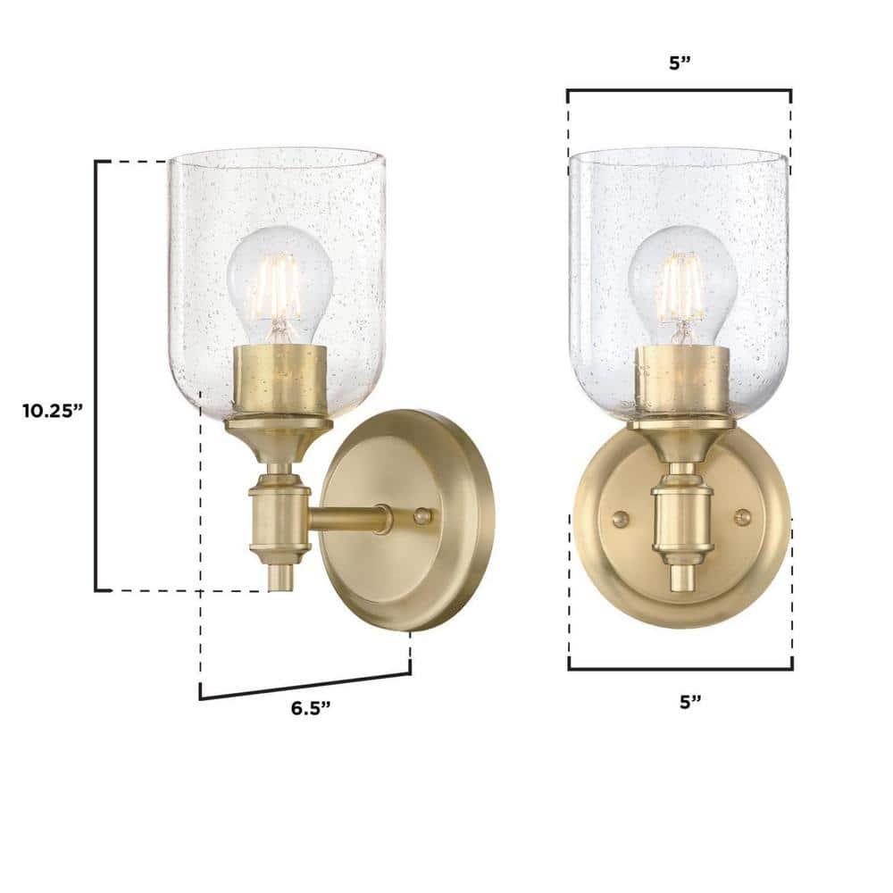 Westinghouse 6129600 Basset 10" Tall Bathroom Sconce - Brass