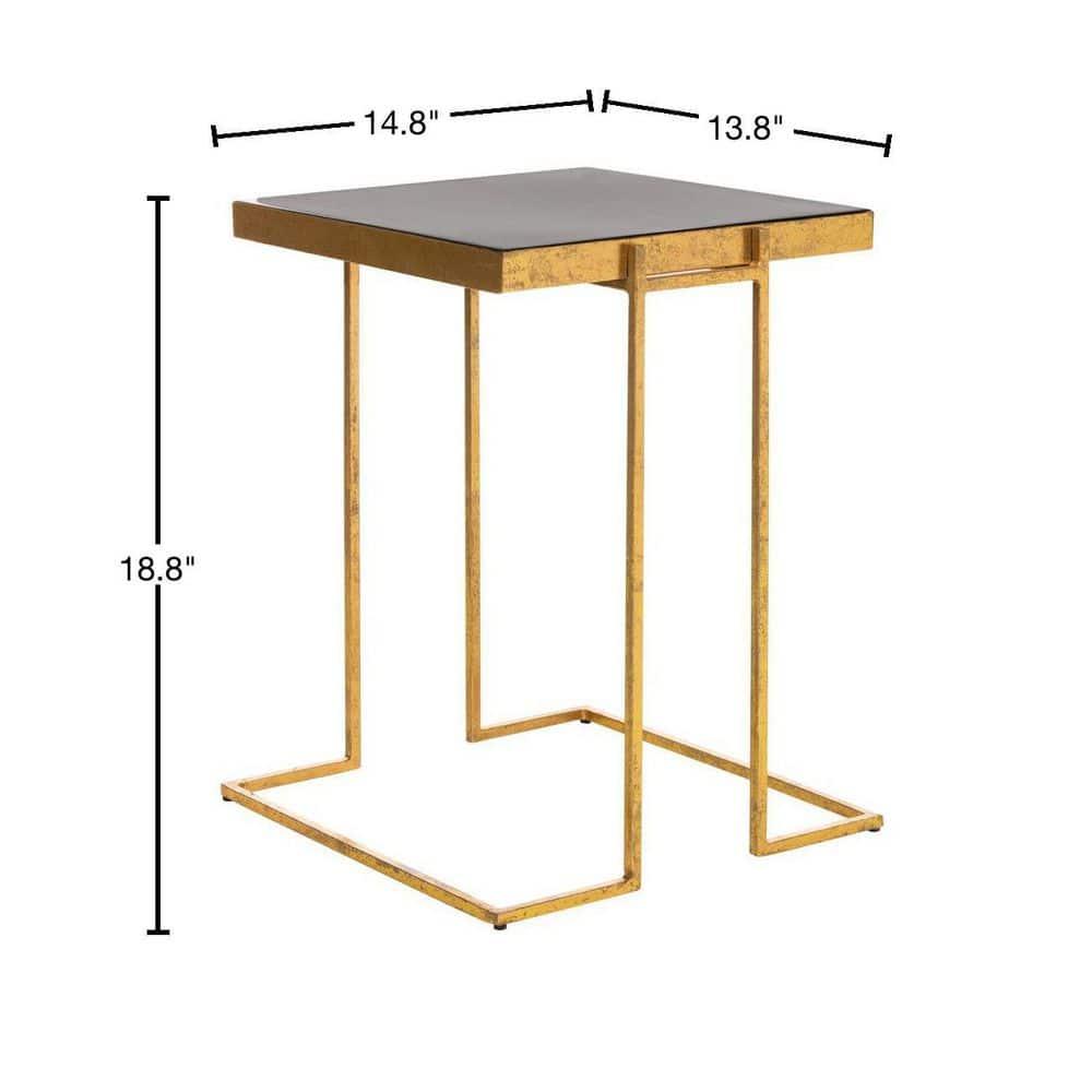 Amarylis Greek Key Side Table - Black Enamel/Gold - Safavieh.