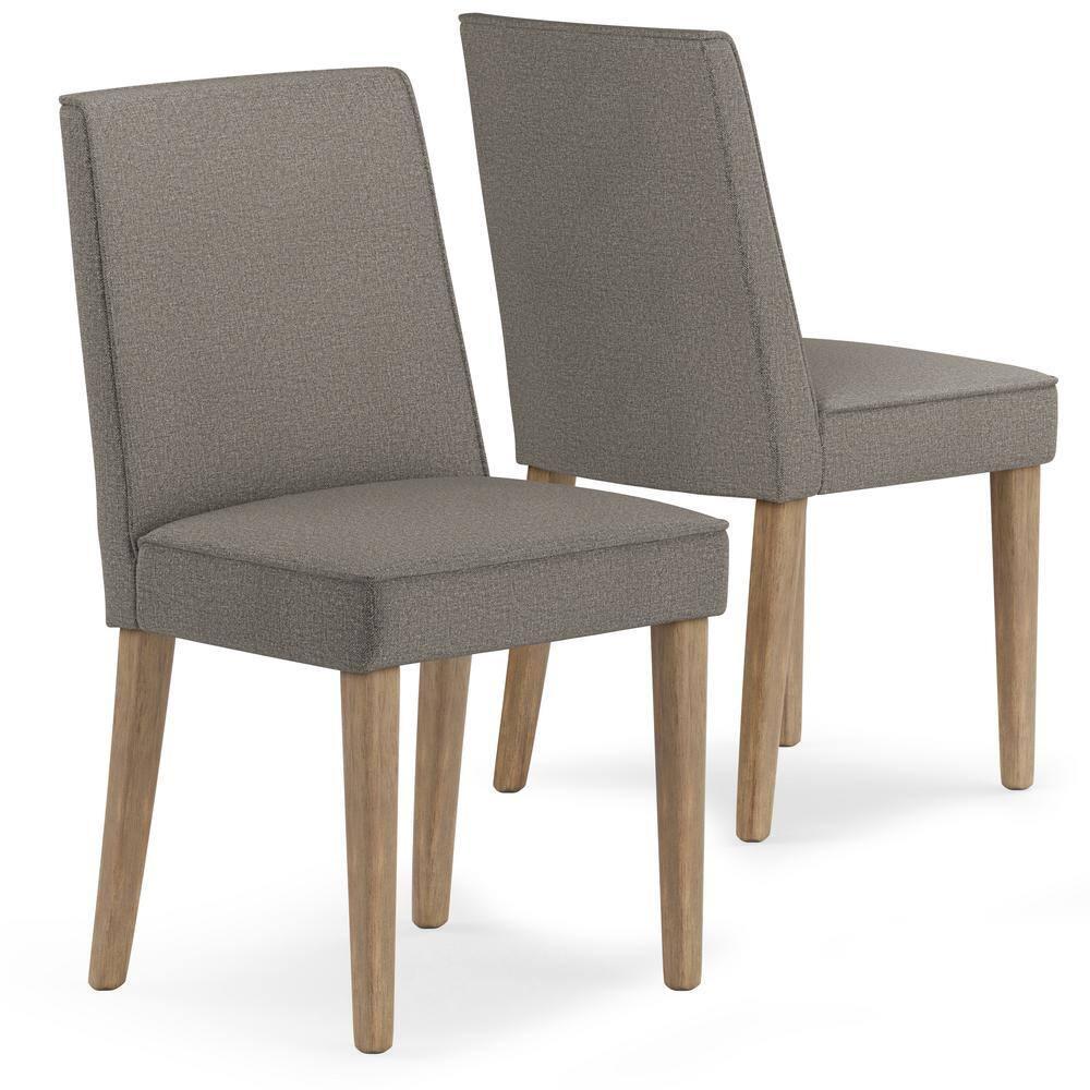 Simpli Home Bartow Woven Fabric Upholstered Dining Chair with Piping Detail in Contemporary Style (Set of 2) (Set of 2)