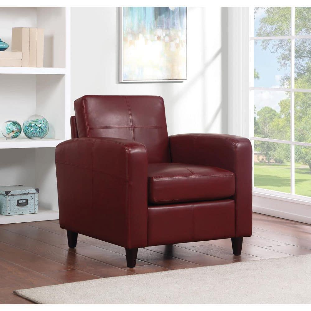 OSP Home Furnishings Venus Club Chair in Crimson Red Bonded Leather and Solid Wood Legs