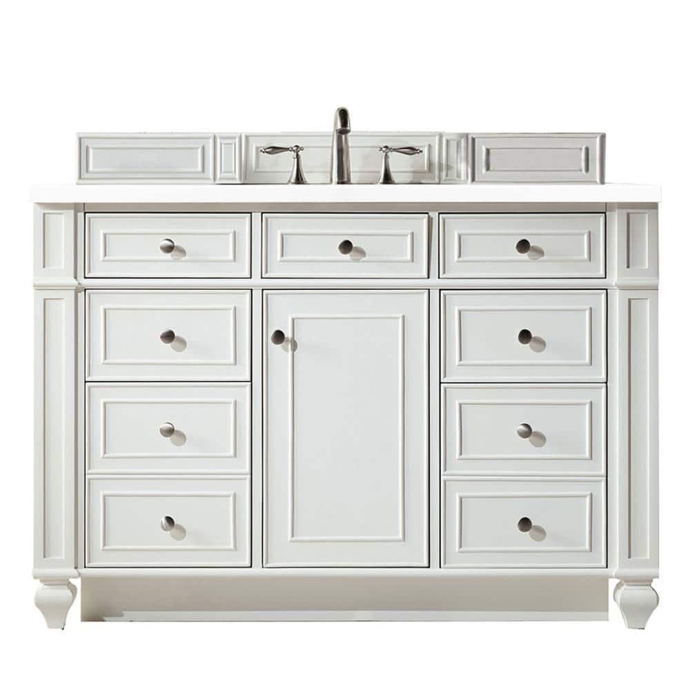Bright White Plywood Transitional Freestanding Vanity with Veneer Finish