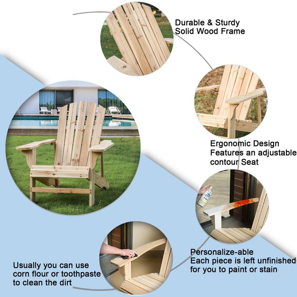 Classic Unfinished Wood Adirondack Chair
