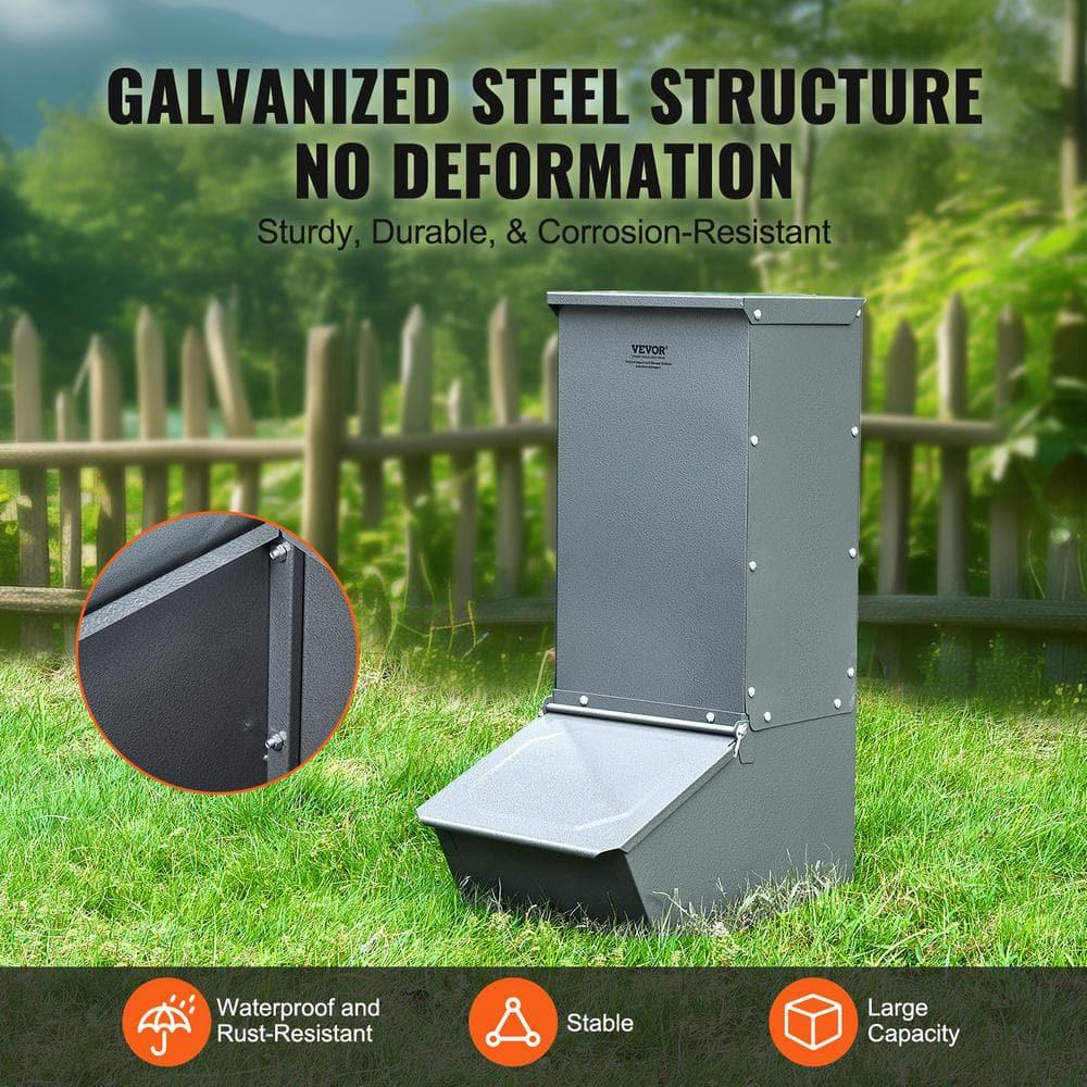 VEVOR Hog Feeder, 2.2 Bushel Capacity, Single Door Pig Feeder, Heavy Duty Steel Piglets Feeder, Multipurpose Trough Creep Feeder, Outdoor Livestock Feeder Farm Accessory for Feeding up to 5 Hogs