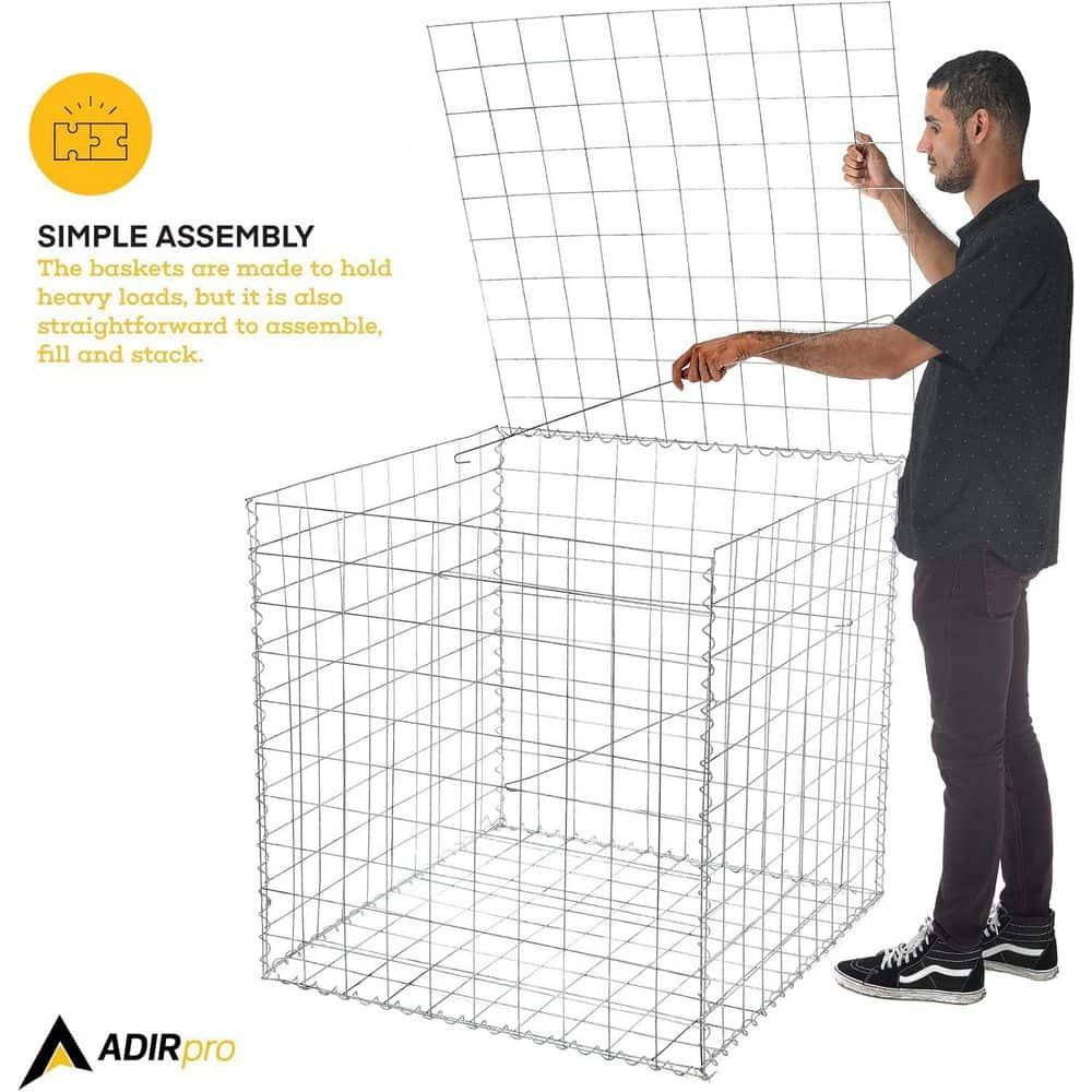 AdirPro Heavy Gauge Welded Gabion Basket, 3 Cubic Feet, 3 pack