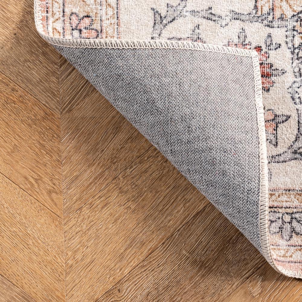 Nuloom Ren Vintage Floral Pet Friendly Machine Washable Area Rug, 2' x 3', Peach