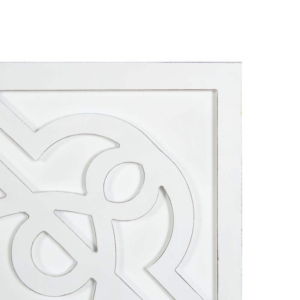 Kate and Laurel Mercador Square Wooden Wall Art Plaque, White, 24 x 24, Modern Farmhouse Dimensional Wood Wall Art Plaque for Simple Coastal Home Decor Design