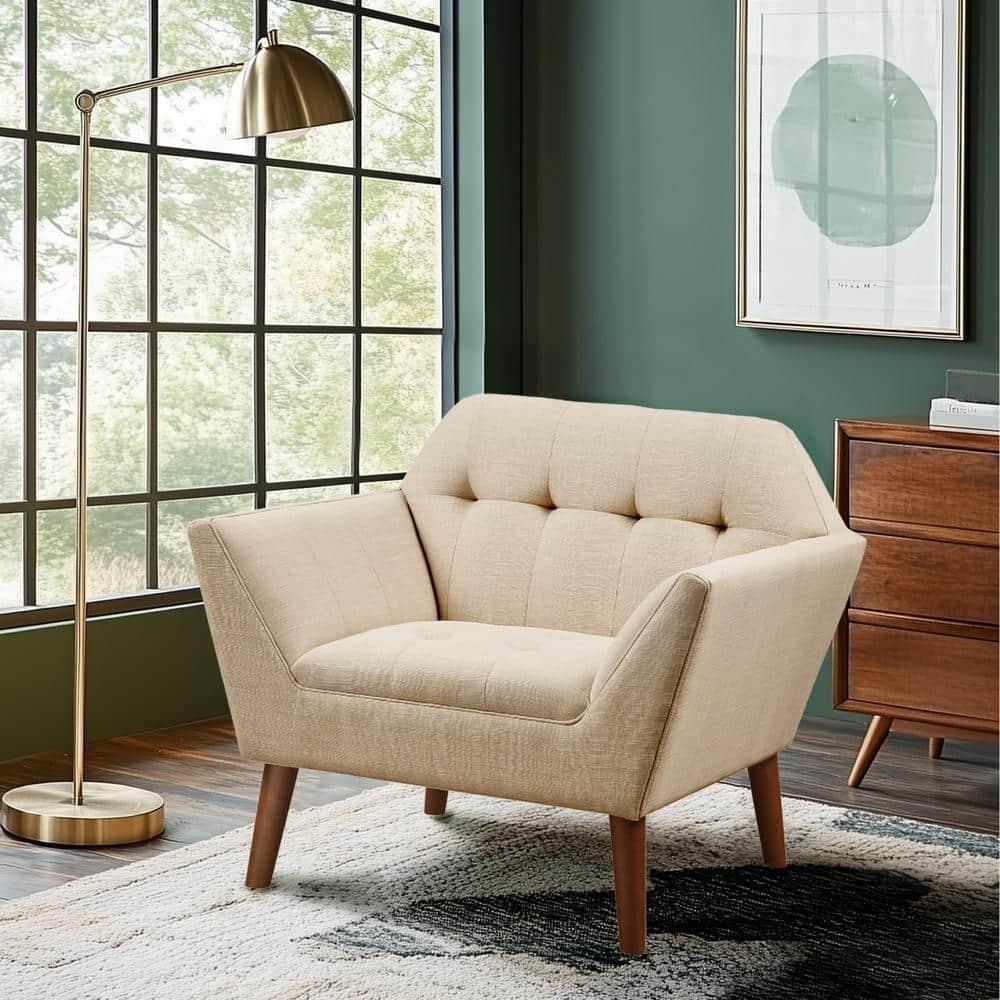 Newport Lounge Chair Beige - Ink+Ivy: Polyester Upholstered, Wood Legs, Foam Cushion, Spot Clean