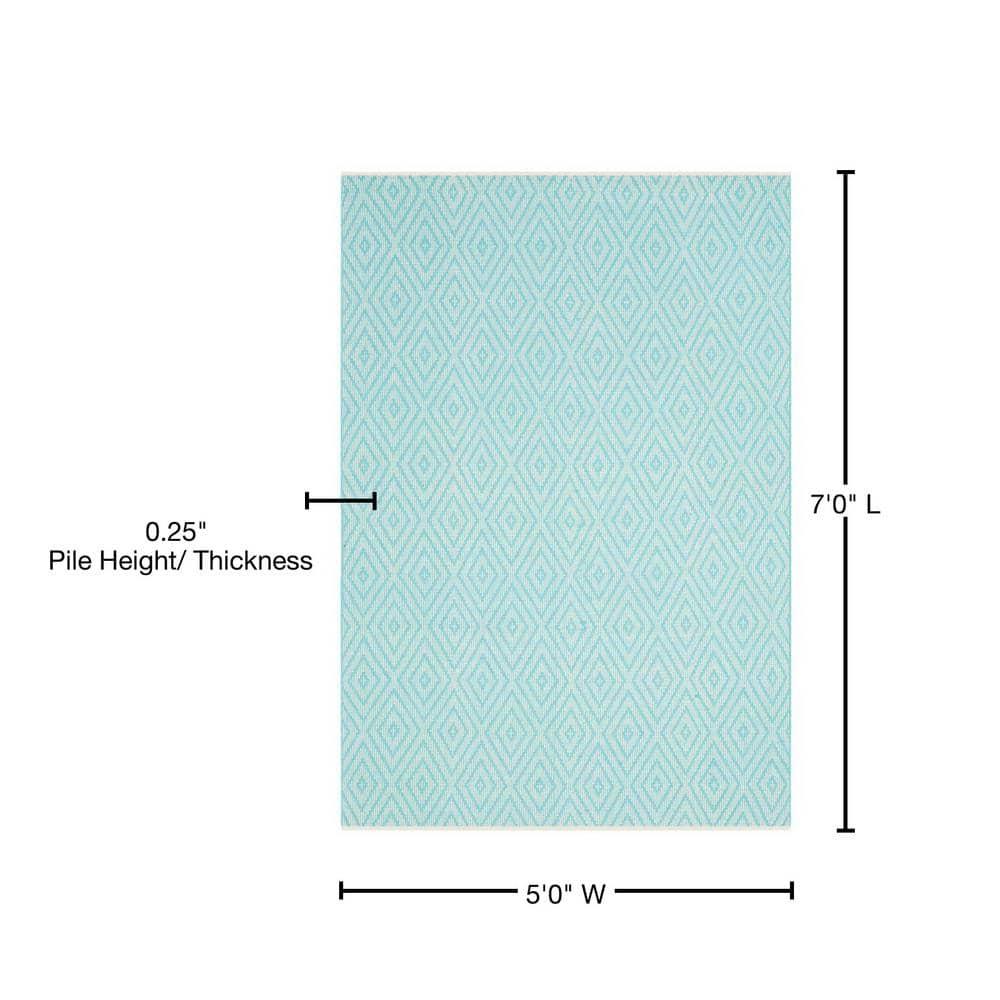 Montauk MTK811 Hand Woven Indoor Area Rug - Turquoise/Ivory - 5'x7' - Safavieh.