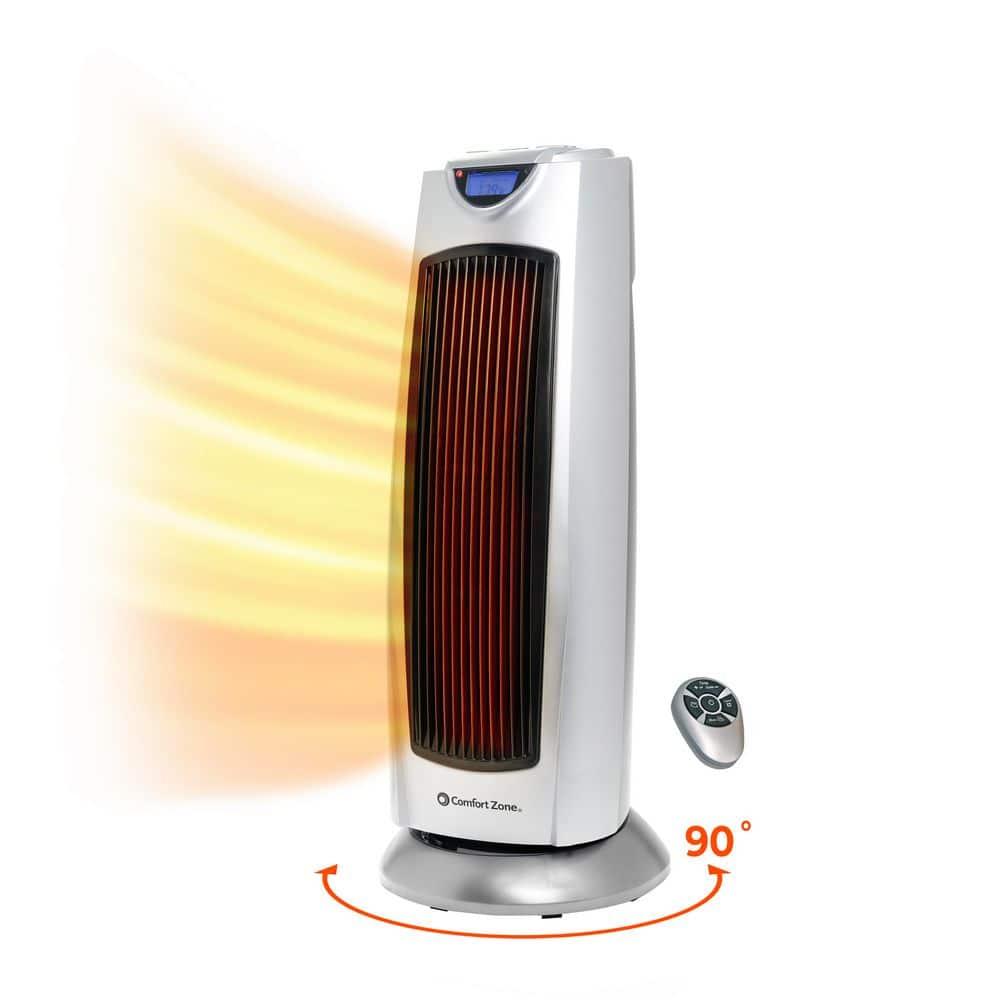 Comfort Zone Portable 1500W Ceramic Oscillating Digital Tower Space Heater