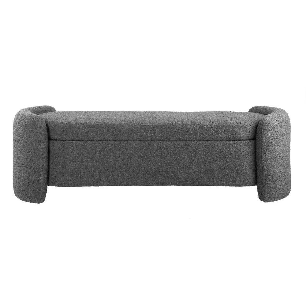 Modway Nebula Modern Style Wood and Boucle Upholstered Bench in Charcoal