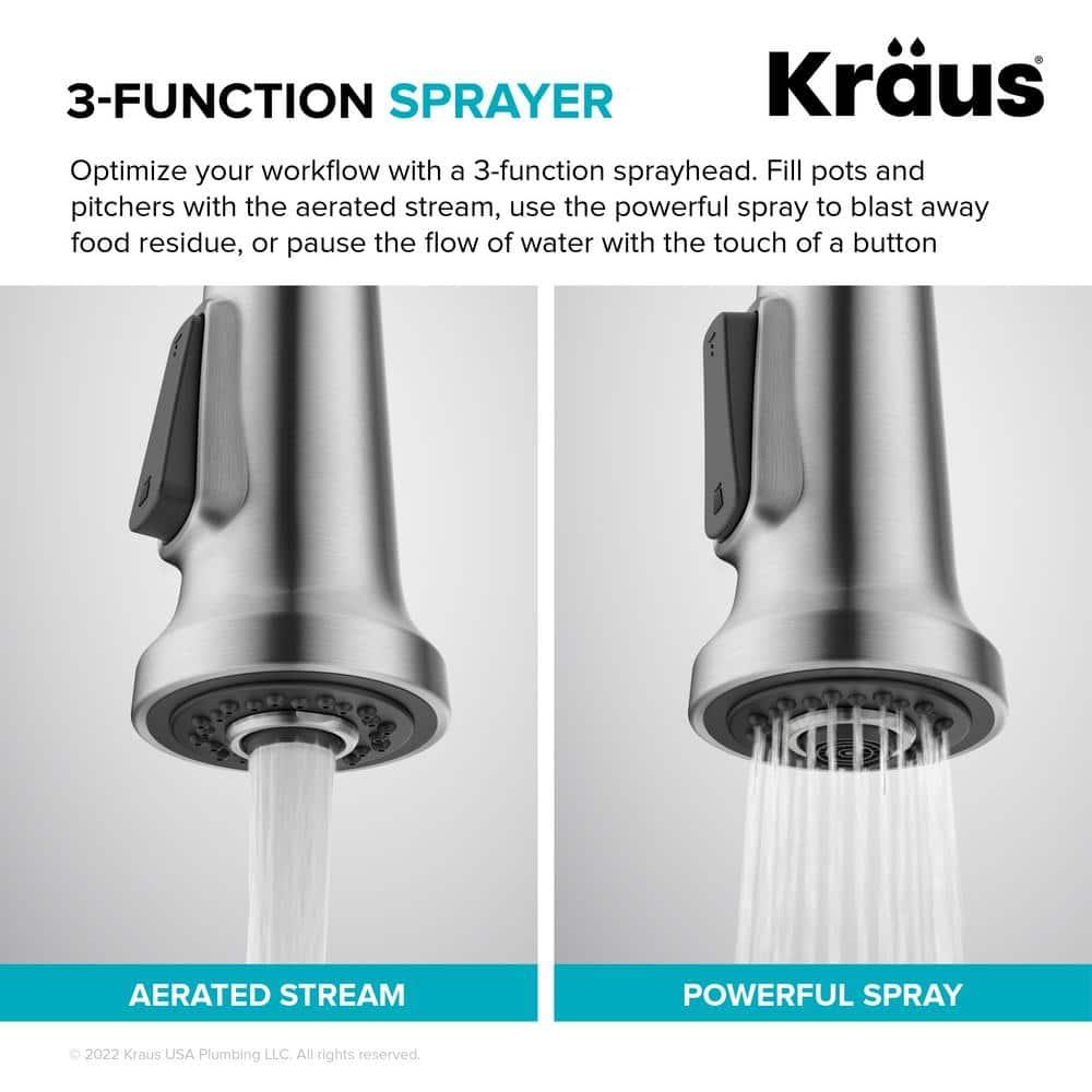 KRAUS Britt Commercial Style Single Handle Pull Down Kitchen Faucet