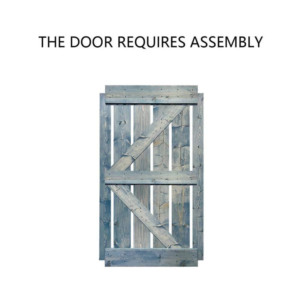 Calhome 84'' Solid Wood Paneled Painted with Installation Hardware Kit Barn Door