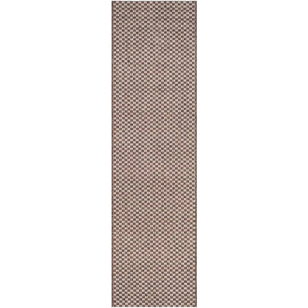 Courtyard CY8653 Power Loomed Indoor and Outdoor Runner Rug - Light Brown/Light Grey - 2'3"x6'7" - Safavieh