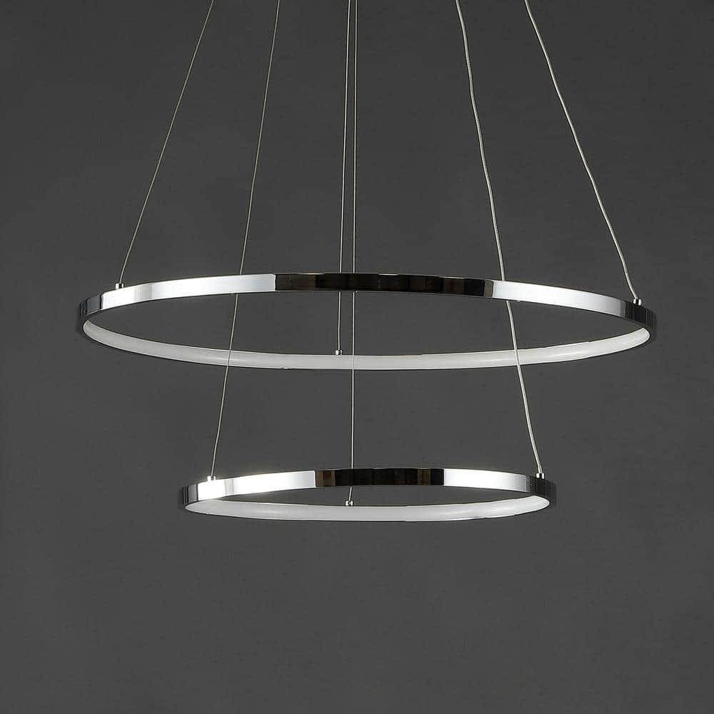 Brice 24″ 2-Light Modern Bohemian Iron Integrated LED Pendant, Chrome