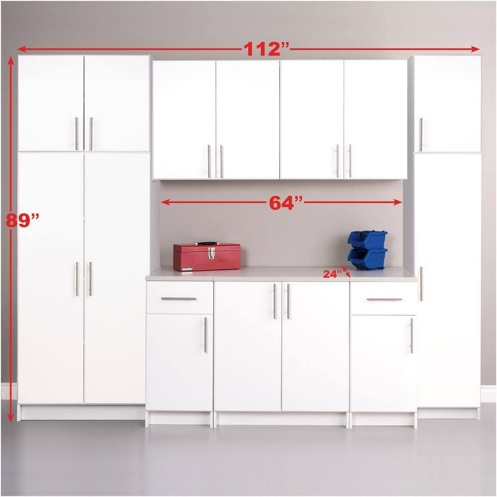 112" Elite with 9 Storage Cabinet Set White - Prepac: Laminated Composite Wood, Adjustable Shelves