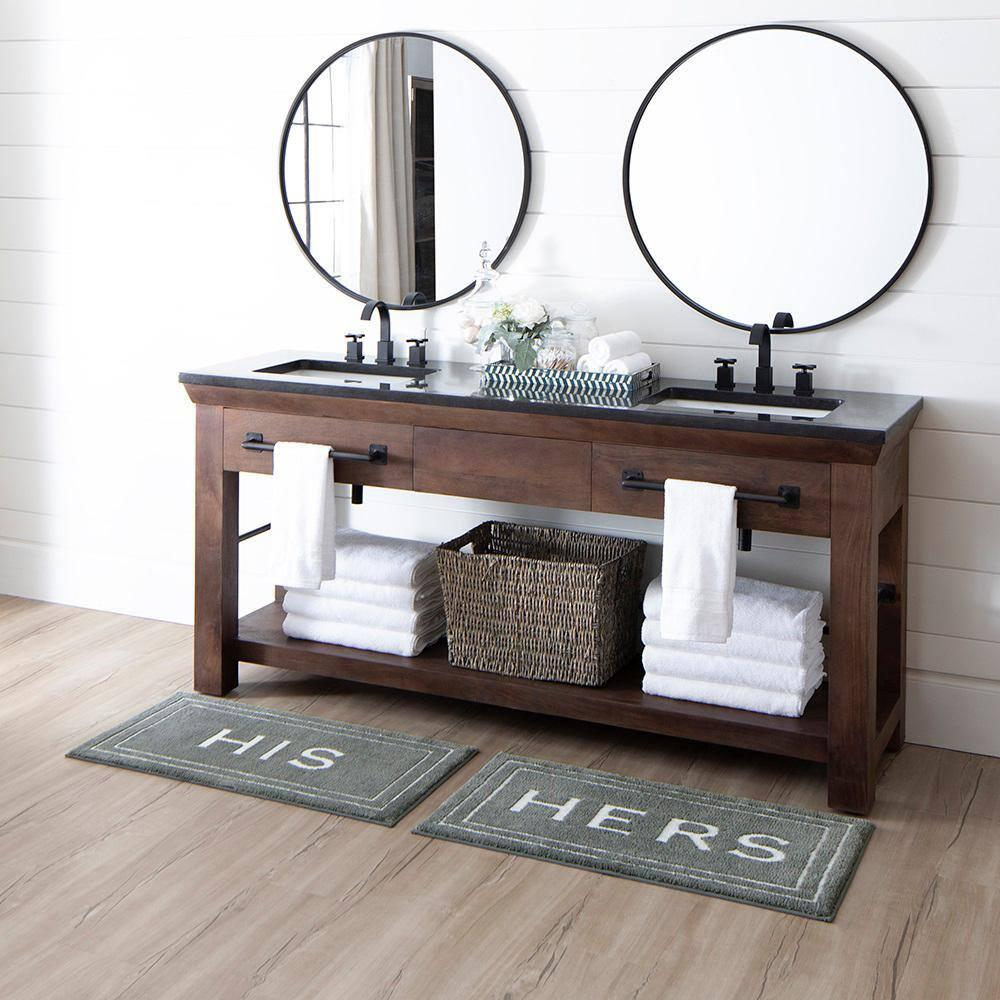 Mohawk Home Hers Knited Washable Polyester Non-Slip Bath Mat, Pewter, 1'8" x 2'10"