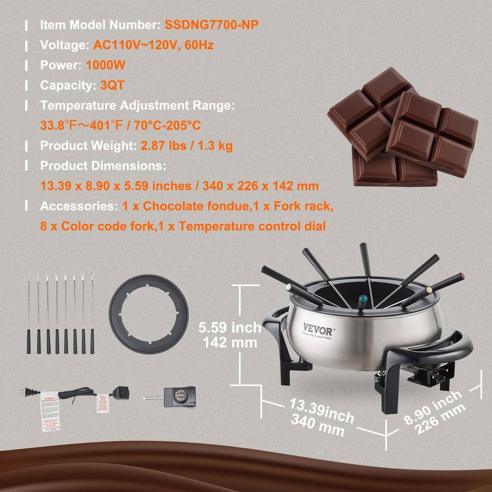 Vevor 3 qt. Stainless Steel Fondue Set & Reviews | Wayfair
