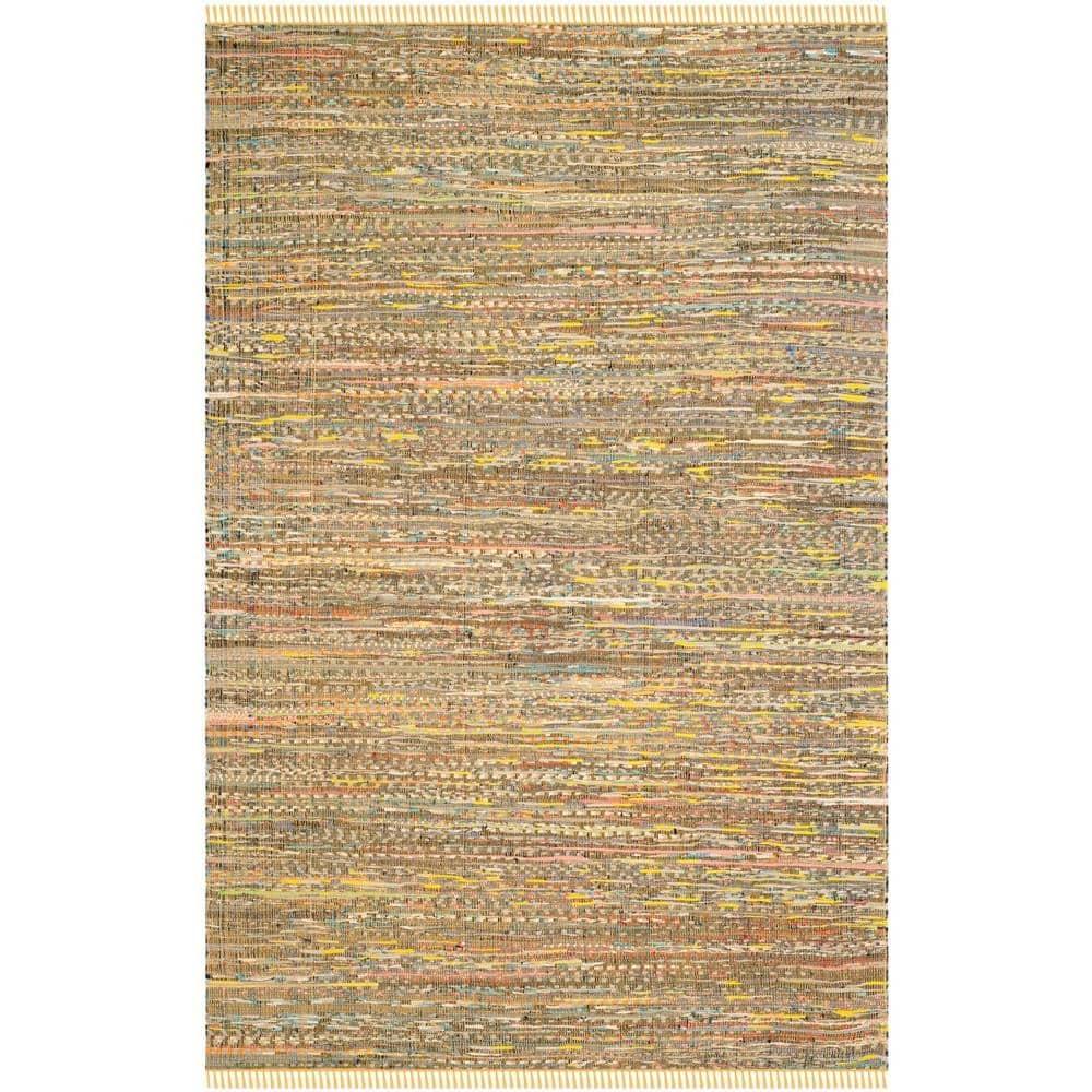 Rag Rug RAR121 Hand Woven Indoor Area Rug - 5'x8' - Yellow/Multi - Safavieh