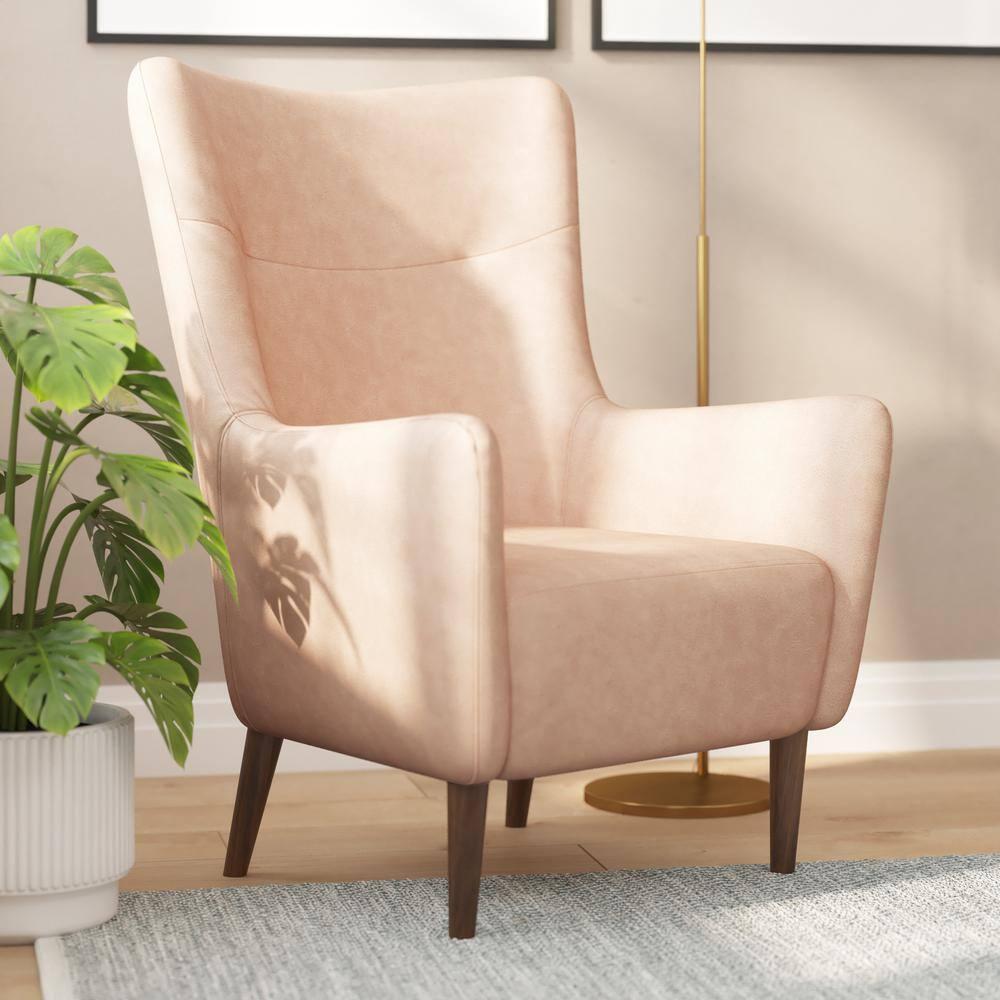 Taylor & Logan Reggie Wingback Chair: Faux Leather, Wood Frame, 300 lbs Capacity