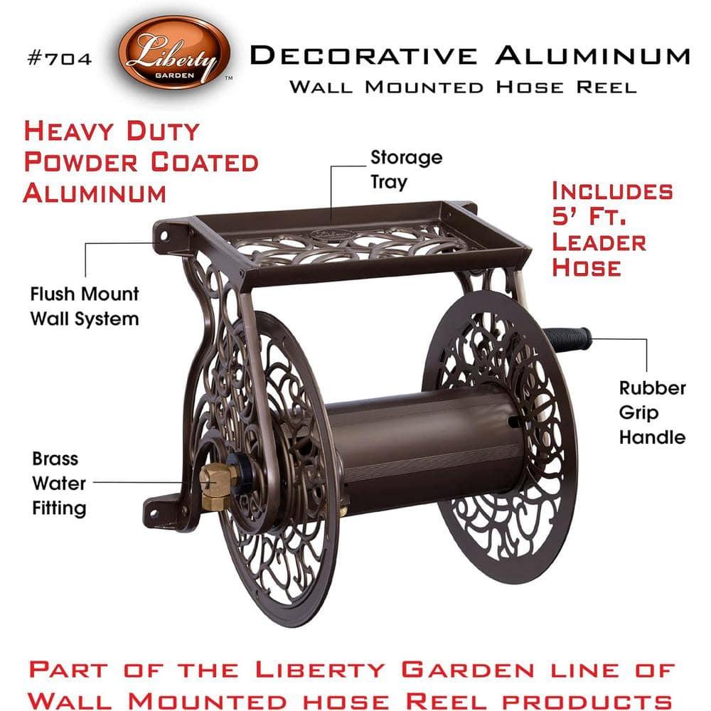 Liberty Garden LBG-704 125' Steel Decorative Garden Hose Wall Mounted Reel