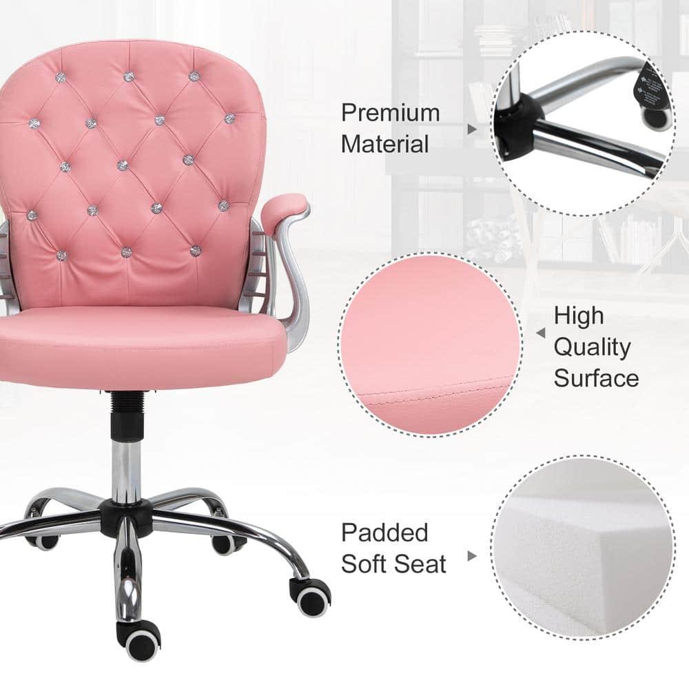 Vinsetto Indoor Height Adjustment and Armrest Office Desk Chair, Pink