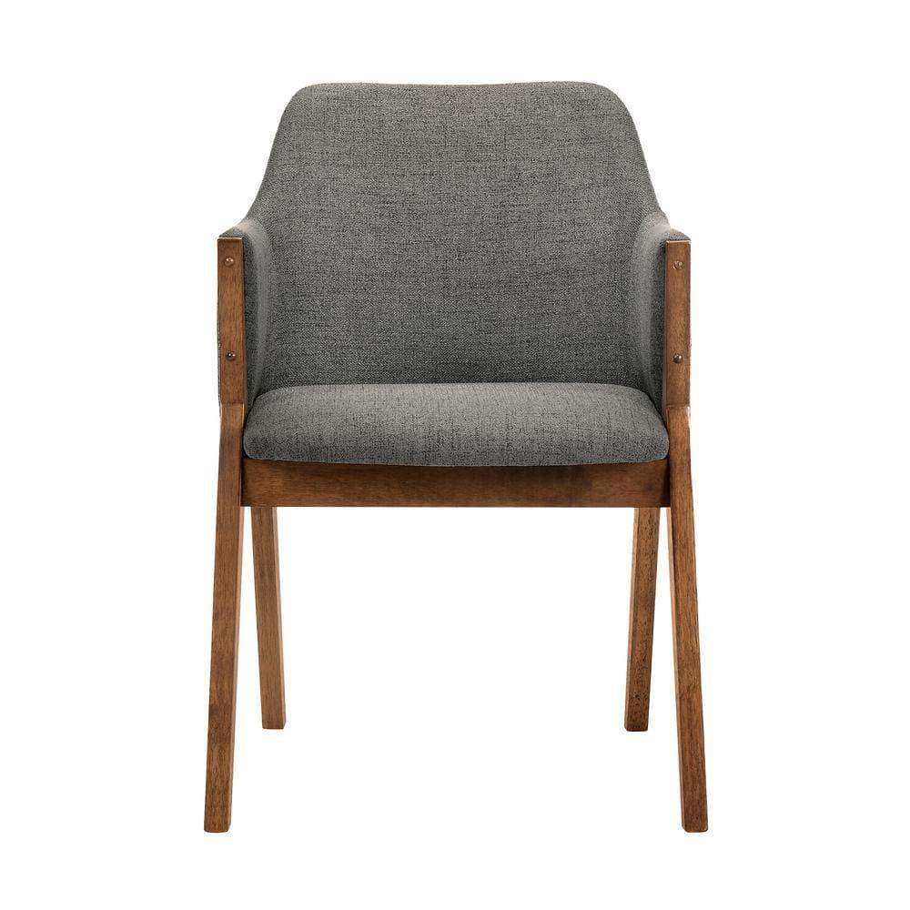 Armen Living Renzo 18" Wood Dining Side Chairs in Charcoal/Walnut (Set of 2)