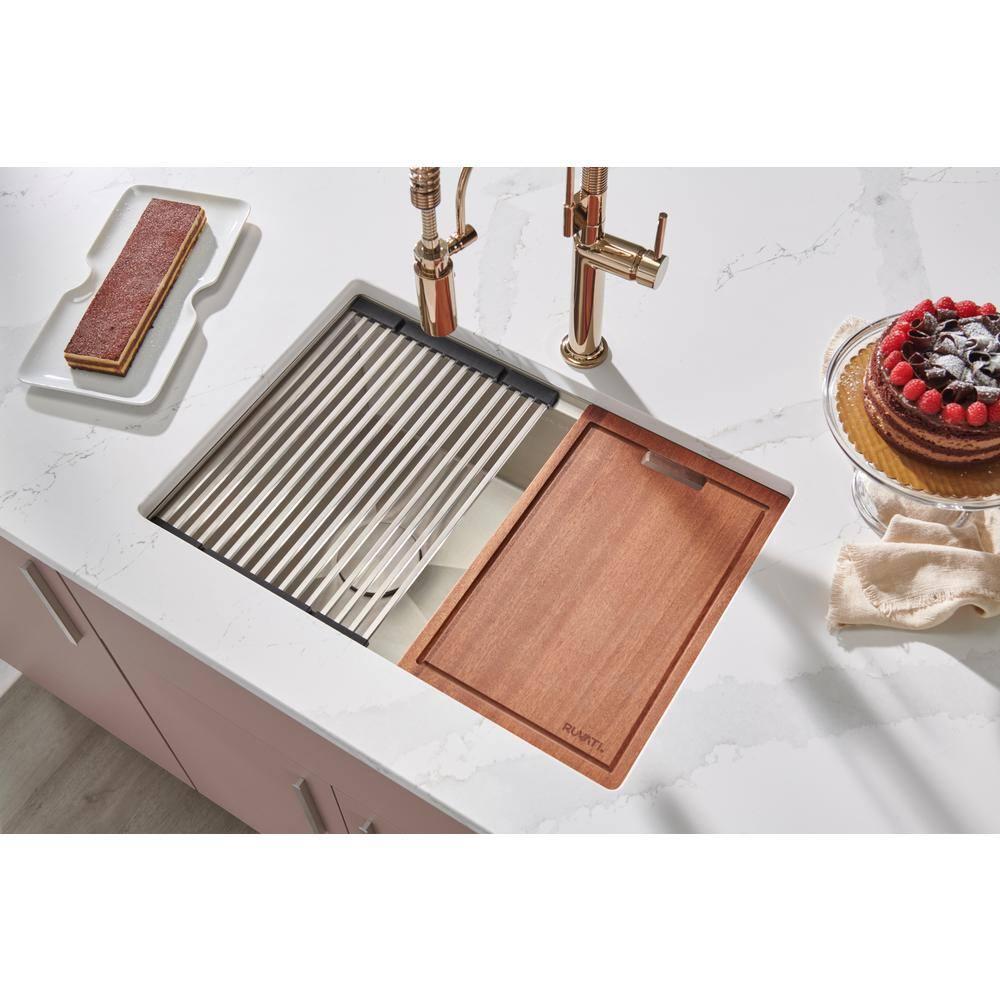 Ruvati 27-inch Workstation Slope Bottom Offset Drain Undermount 16 Gauge Kitchen Sink