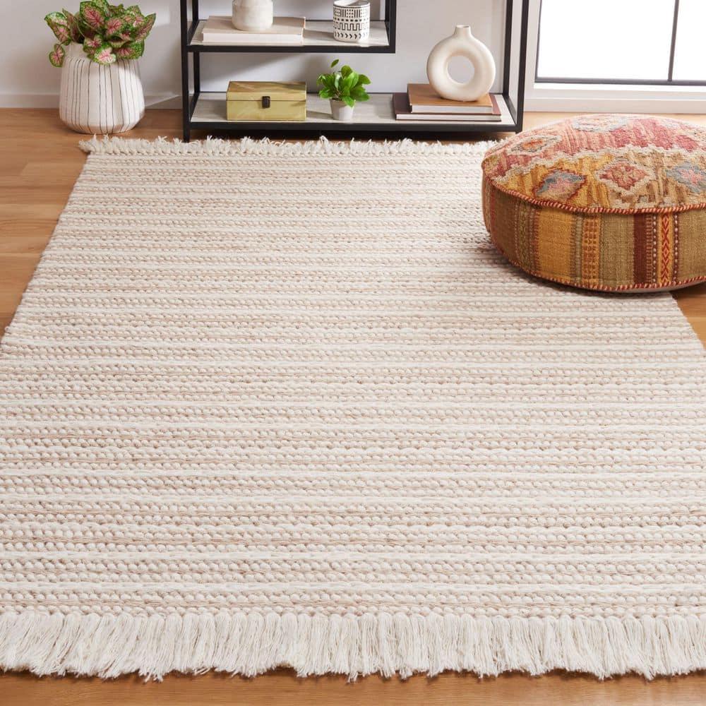 Natura NAT208 Handmade Indoor Area Rug - Taupe / Ivory - 4'x6' - Safavieh