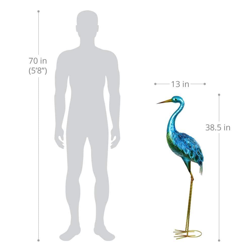Exhart Exhart Metallic Coastal Crane Garden Statue, 14 by 38 Inches