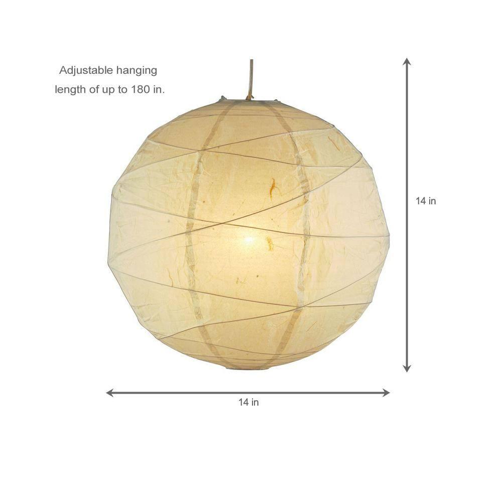 Orb Medium Pendant Natural - Adesso: Rice Paper Shade, 15-Foot Cord, ETL Listed