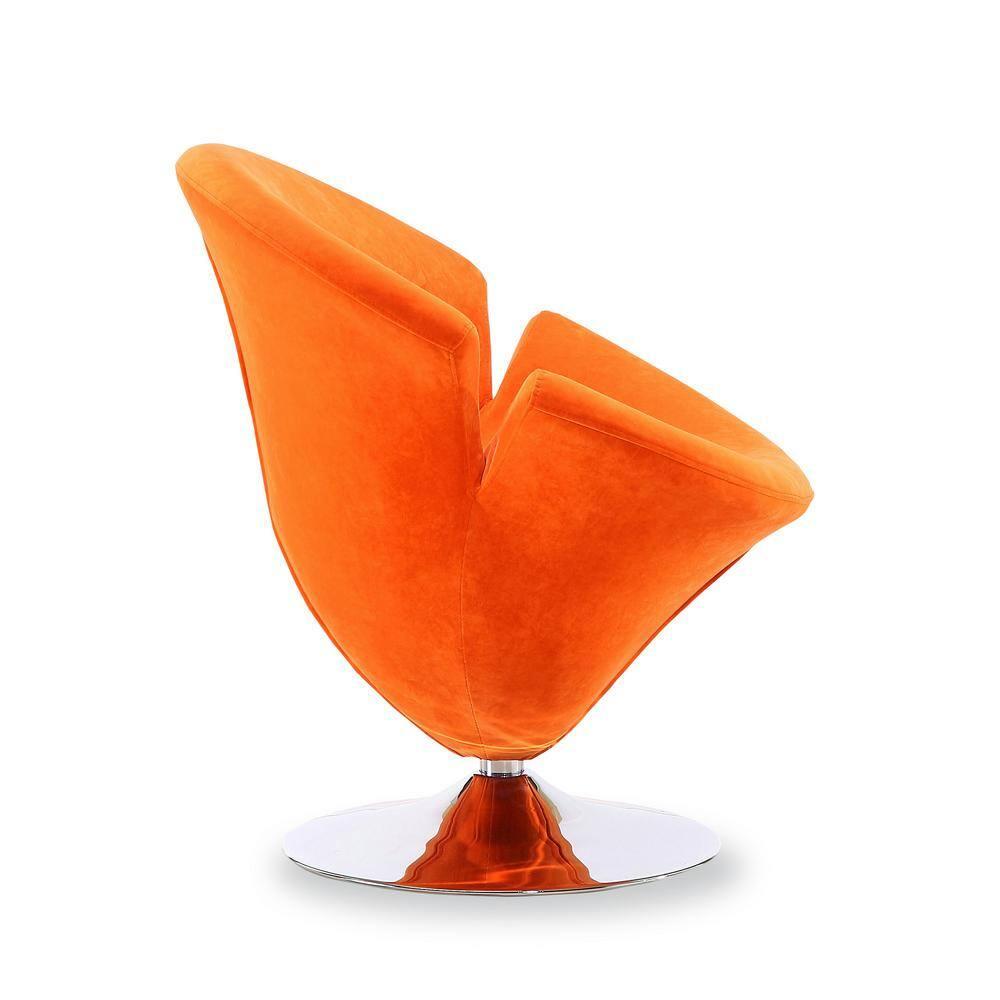 Tulip Velvet Swivel Accent Chair Orange - Manhattan Comfort: Armless, Metal Frame, Semi-Gloss Finish, No Assembly Required