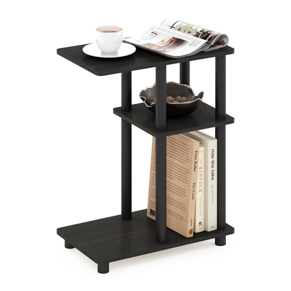 Furinno Turn-N-Tube C Shape Sofa Side Table, Espresso/Black