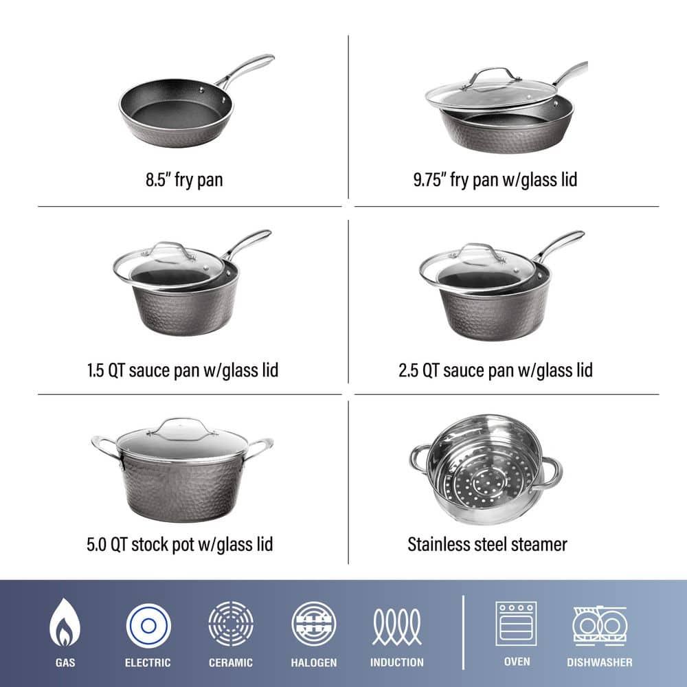 Granitestone Granitestone Hammered 10 Piece Aluminum Nonstick Cookware Set with Stay Cool Handles, Oven & Dishwasher Safe
