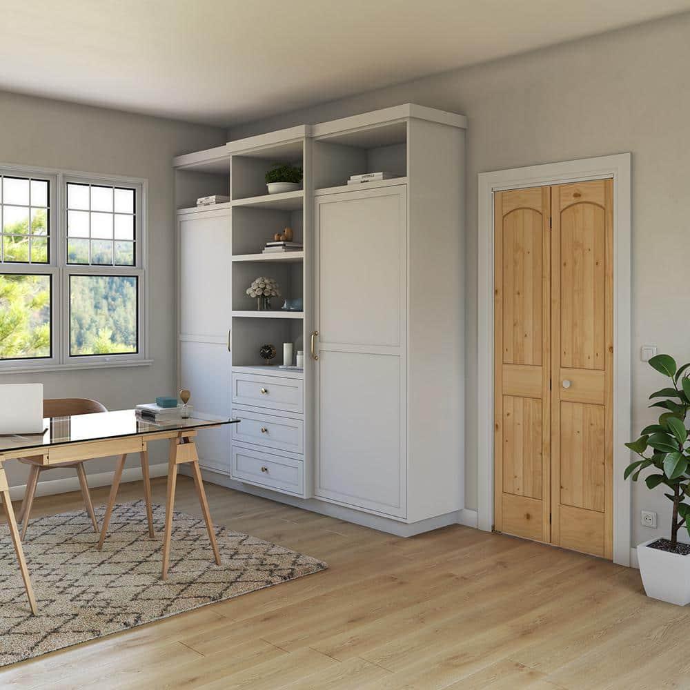 EightDoors 80-in Natural 2-panel arch top Smooth Solid core Unfinished Pine Wood Closet Bifold Door ( Hardware Included )