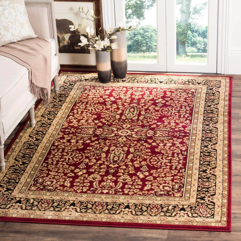 SAFAVIEH Lyndhurst Elizabeth Traditional Floral Area Rug, Red/Black, 12' x 18'