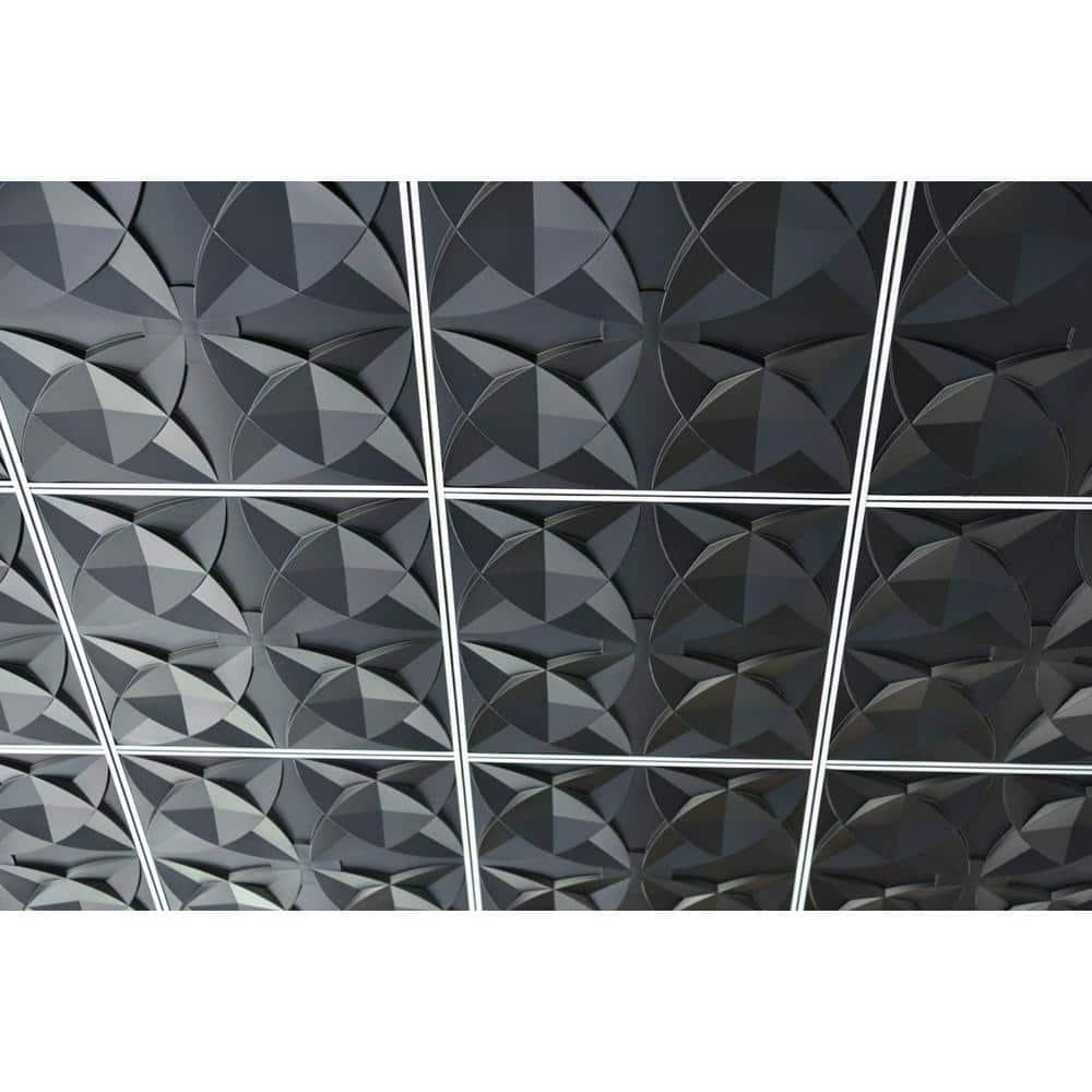 Black Floral PVC Decorative Ceiling Tile 24.61" x 24.61"