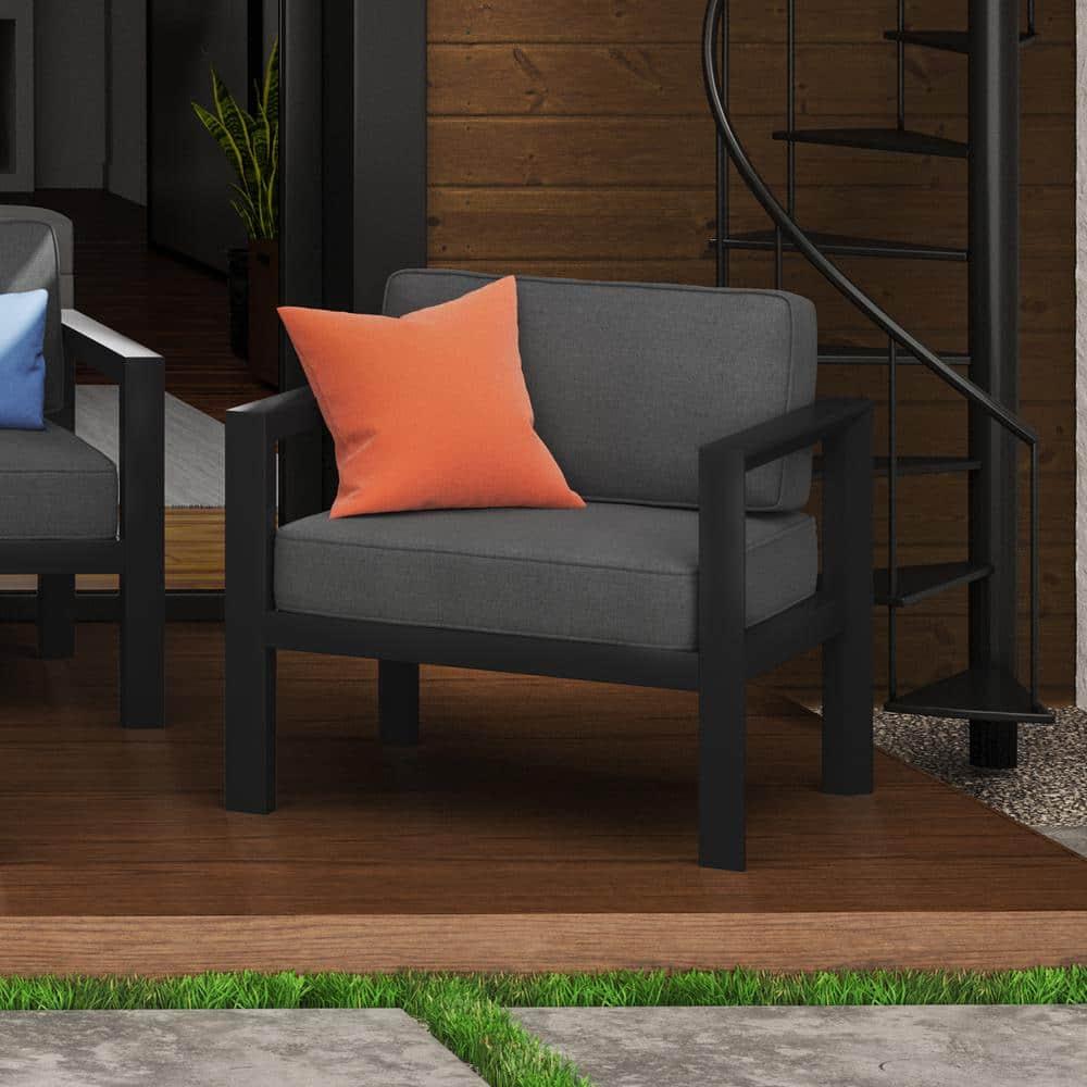 Homestyles Grayton Aluminum Outdoor Aluminum Lounge Chair in Gray