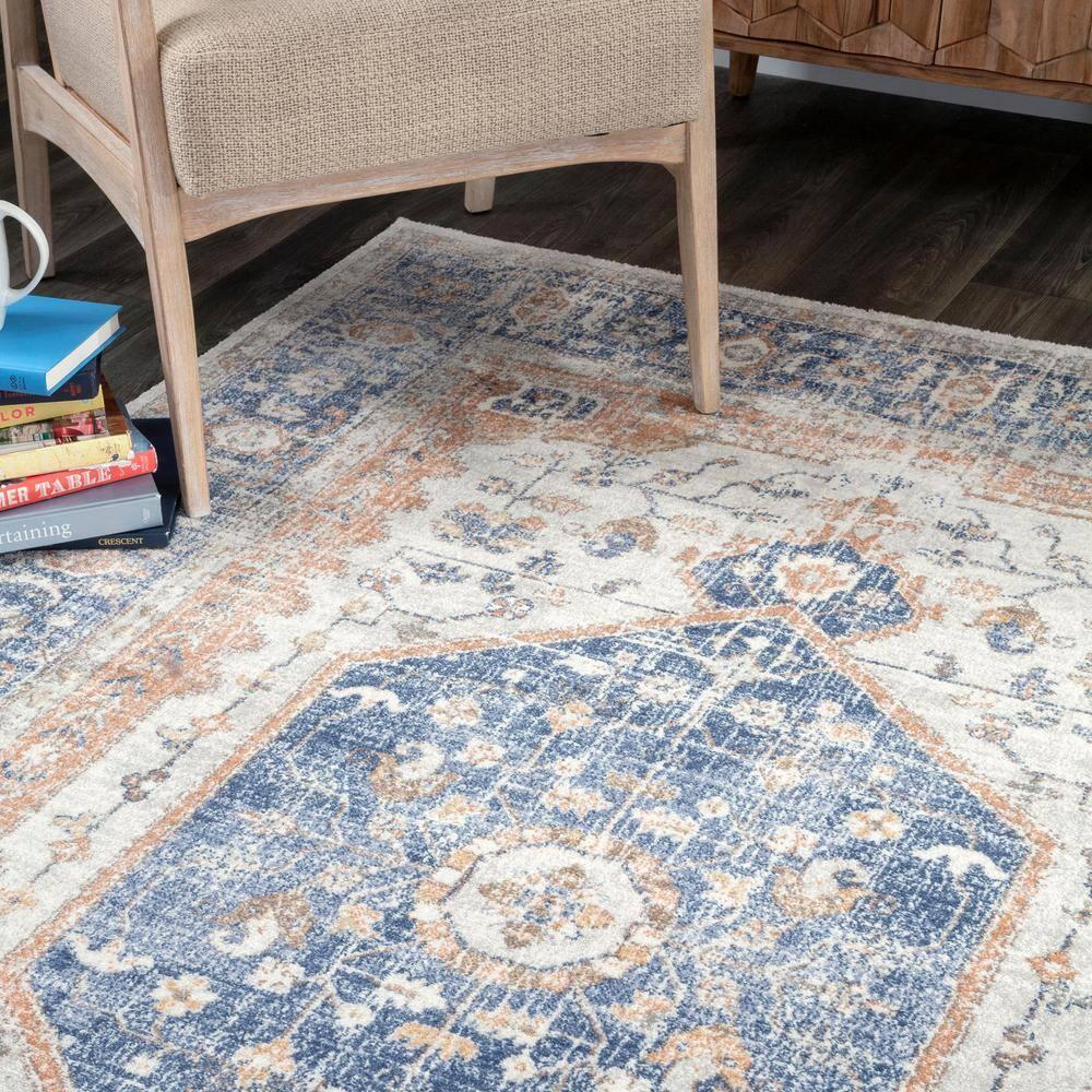 Nuloom Jacquie Oriental/Persian 3x5 Accent Indoor Area Rug for Living Room Bedroom Dining Room Entryway Kitchen, Blue/Ivory