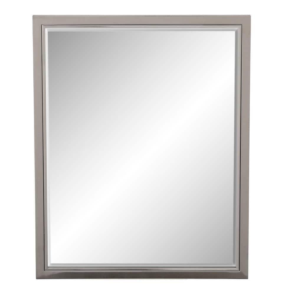 Head West Brushed Nickel and Chrome Metal Framed Vanity Mirror for Bathroom - Beveled-Edge Bedroom Mirror with Z-Bar Brackets for Vertical & Horizontal Placement - 24"x30"